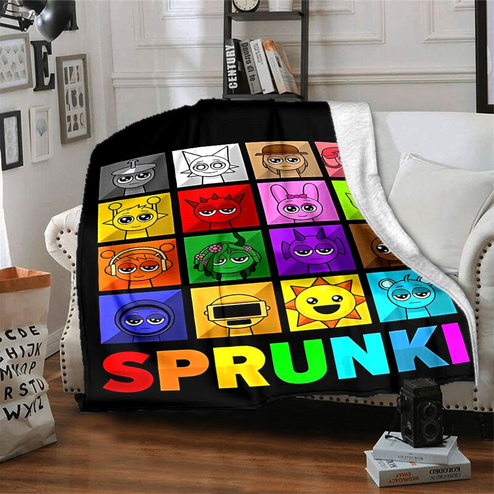 1Pc Colorful Sprunki Characters Blanket For Couch Bed Plush Cozy Fuzzy Blanket Super Soft Warm Blankets For Fall And Winter 0918293