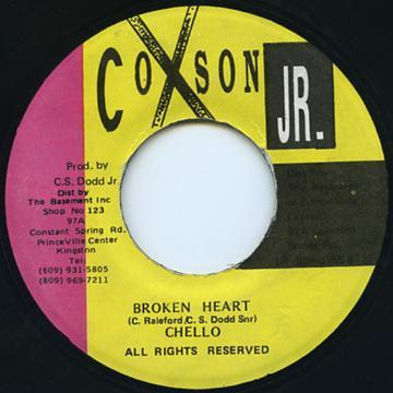 7-дюймовая пластинка CHELLO 3 Broken Heart NONE Coxson Jr. Ямайский Регги Ска Даб Б/У