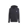 Essentials Fleece 3-Stripes Full-Zip Hoodie Black Men Streetwear IB4029