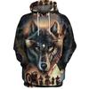 Black and White Wolf Print 3D Men's Hoodies Fashion Animal Pattern Women's Sweatshirts Leisure Essentials Pullover Jackets Coat