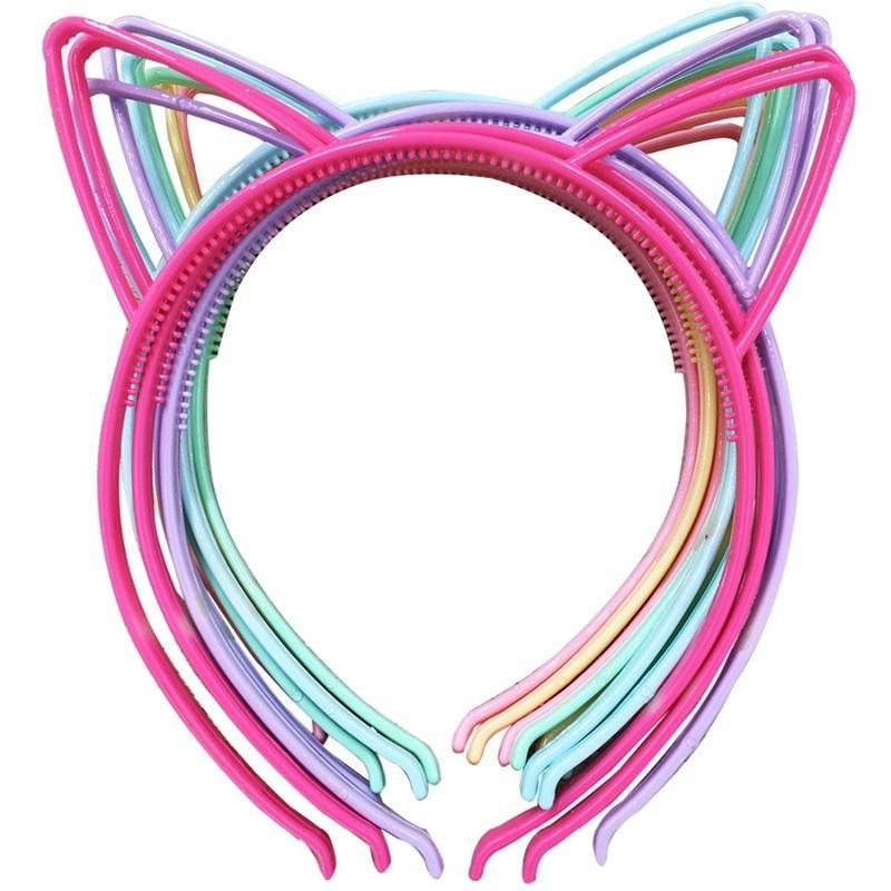 12pcs/set Girls Cat Ear Headbands Matte Cat Ears Headband Plastic Teeth Hairbands Family Decoration Party Hair Accessories