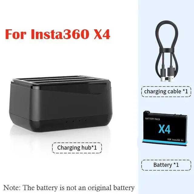 Для Insta 360 X4 2500mAh литий-ионный аккумулятор, зарядное устройство Amagisn на 3 слота, зарядное устройство для Insta360 X4, аксессуары