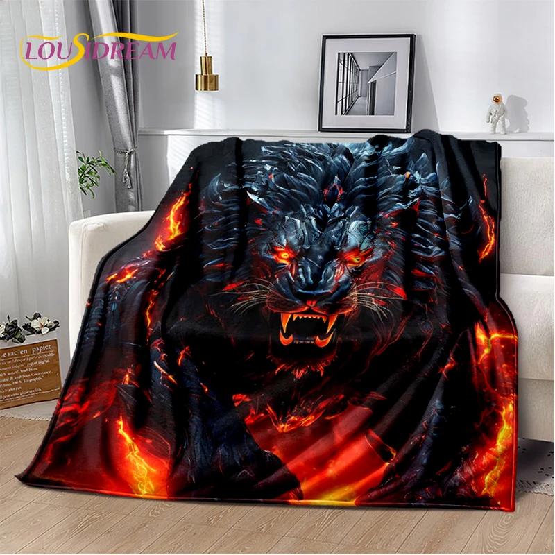Свирепый тигр лев леопард зверь животное дикая природа мультяшное одеяло, мягкое покрывало для дома спальни кровати дивана пикника офиса покрывало