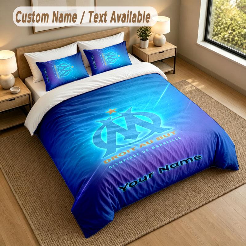 Bedding Set 1 Duvet Cover 2 Pillowcases Olympique Marseille FC Print Soft Bed Linen Bedroom Decor
