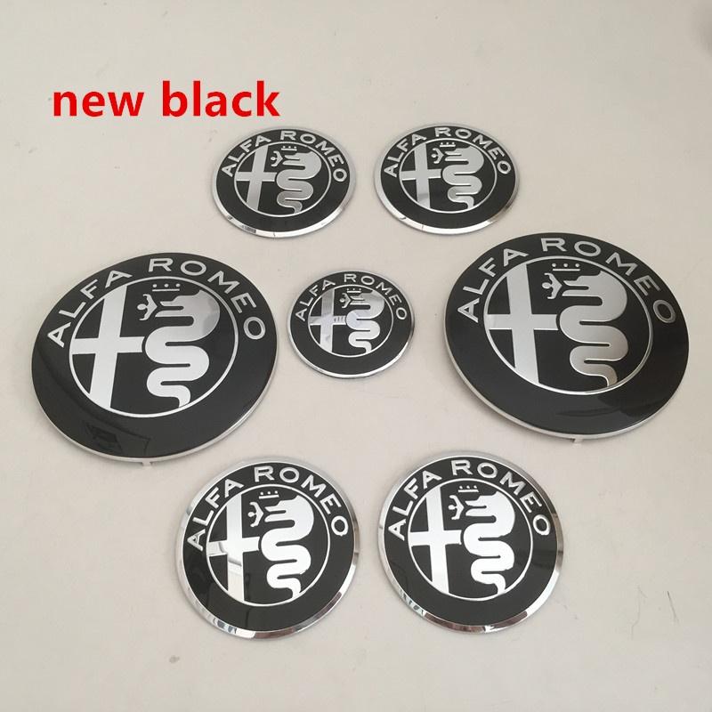 2026 Hot Sticker 7pcs forAlfa Romeo Car emblem Wheel Cover caps front Hood badge rear Trunk Steering sticker Styling 2x74mm , 4x