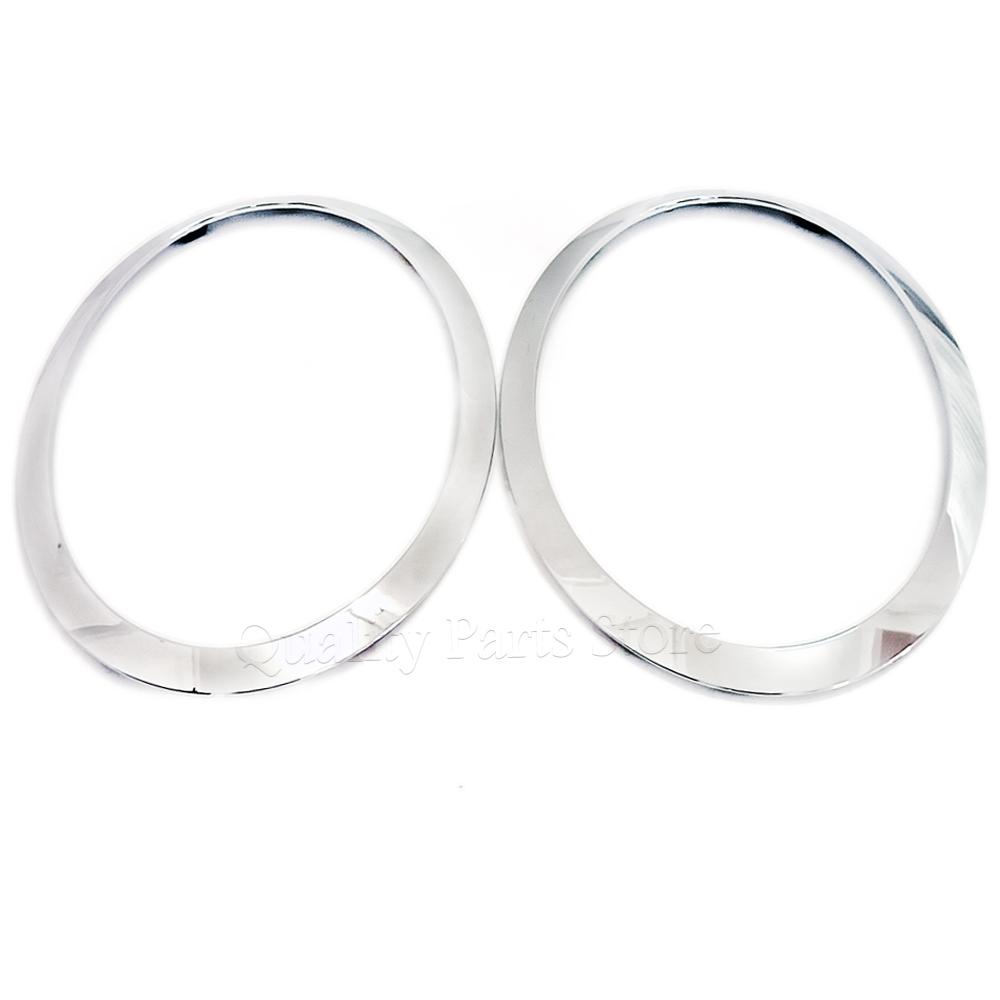 NEW For Cooper F55 F56 F57 2014-2021 Gloss Black/Silver Plated Headlight Ring Bezel Trim Surround Cover 51137300631 51137300632