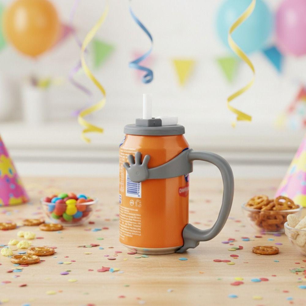 Palm Design Soda Can Handle with Suction Cup Soda Can Grip Portable Soda Can Support  Party