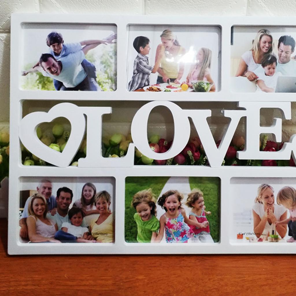 6 Slots Photo Wall Collages Kit Family Love Picture Frame Multi Opening Wall Decor Home Artwork Display
