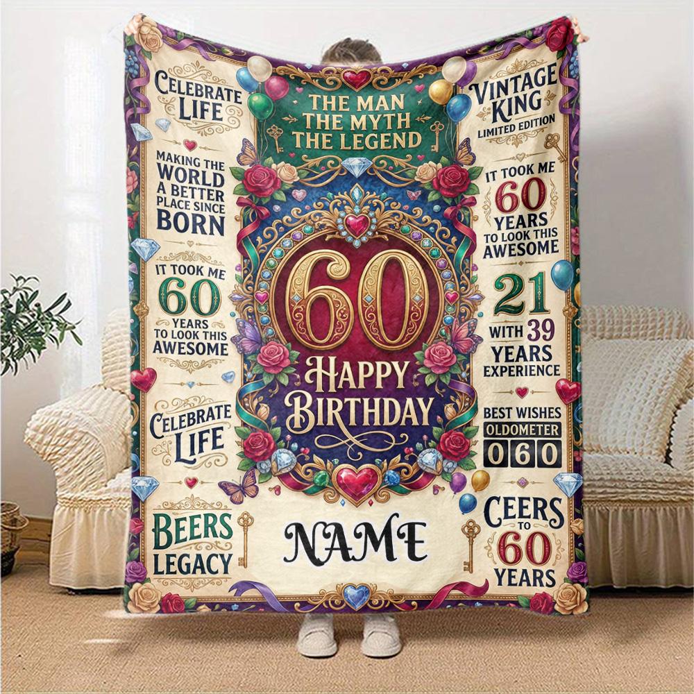 Years Life Customize Your Name Blanket Soft Comfortable Lightweight And Versatile All Year Round Suitable For Travel Camping Picnics Sofas Offices