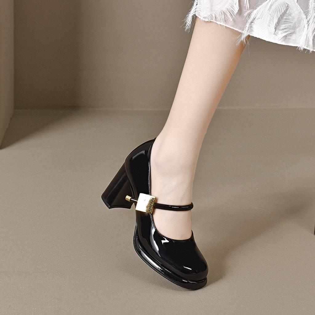 Туфли Мэри Джейн с квадратным носком, женские, весенние, новые, с ремешком на одну пряжку, с мелким вырезом, туфли-лодочки, на высоком каблуке, на толстом каблуке, модная обувь