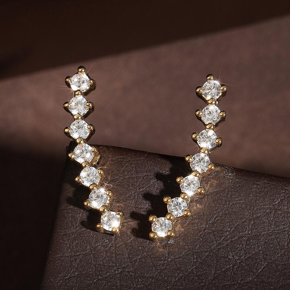 ZAKOL Fashion Round Shiny Zircon Ear Climbing Earrings for Women Long Dipper Ear Climber Ear Cuff Earring Wedding Zircon