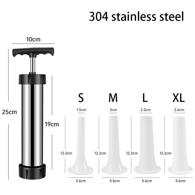 Manual Sausage Maker Meat Filler Stuffer Stainless Steel Syringe With Casing Kitchen Home Made Sausages Vertical