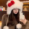Keep Warm Bow Beanie Hat Korean Style Ear Protection Hat Fashion Plush Beanie Hat Daily