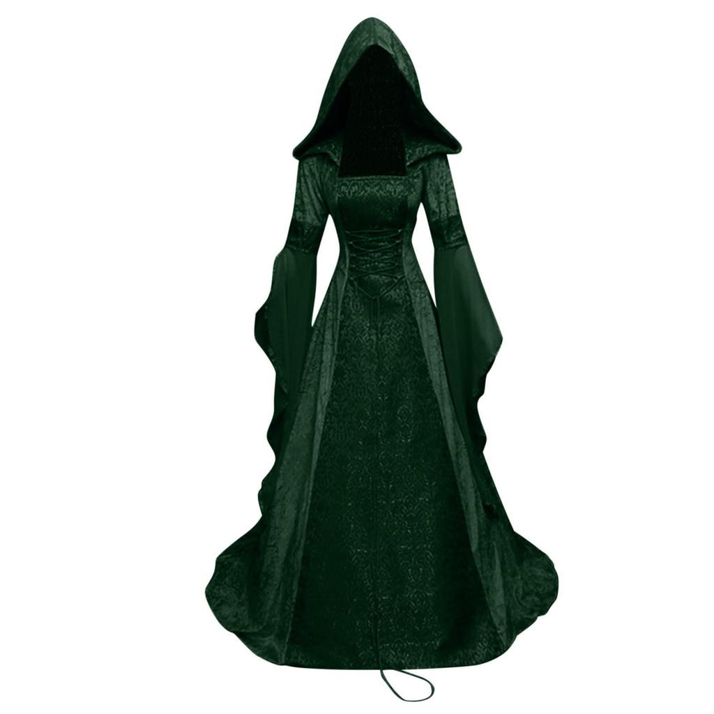Women's Medieval Cosplay Wedding Dress with Hooded Design - 4 Colors Available
