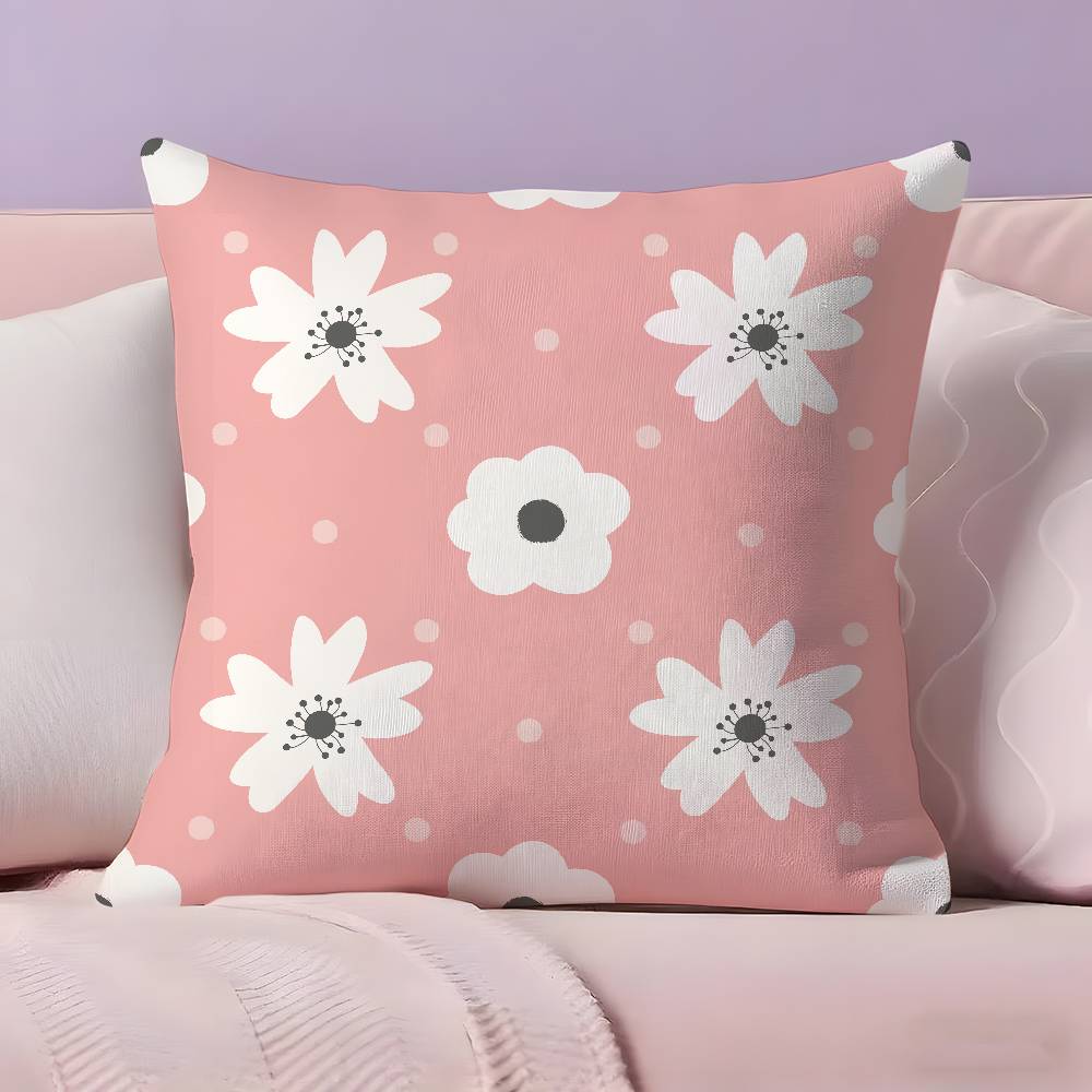 Spring and Summer Floral ART Pillow Case Anti-dustmite Pillowcase Invisible zipper silky short plush Sofa cushion cover