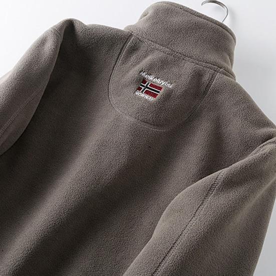 Мужская зимняя флисовая куртка с карманом и длинным рукавом, воротником-стойкой на молнии, толстое теплое удерживающее тепло уличное пальто