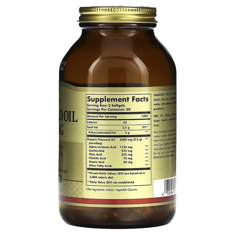 Flaxseed Oil, 1,250 mg, 100 Softgels