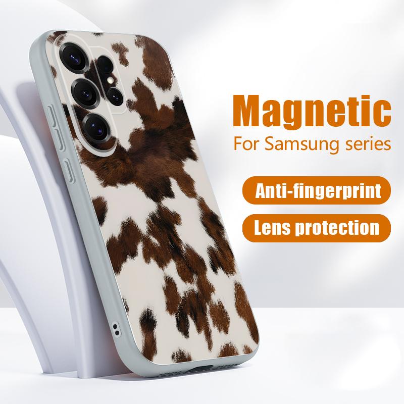 Магнитный Чехол Для Magsafe Для Samsung Galaxy S26 Ultra S25 Edge S24 Plus S23 FE S22 A17 A54 A55 A56 A57 5G Чехол Для Телефона С Леопардовым Принтом