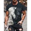 Black White Horse Graphic 3d Full Print T-shirt For Men Fashion Short Sleeve Crew Neck Tshirt Casual Summer Oversized Top