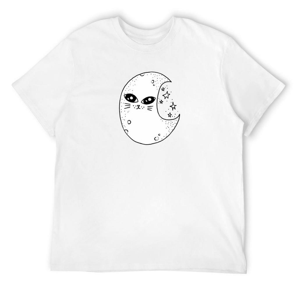 Moon Cat T-Shirt vintage t shirts kawaii clothes Blouse anime men clothings