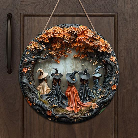 Halloween Witches Sign Gothic Witches Theme Hanging Decoration Forest Witches Sign for Doors Walls Windows Home Party Decor