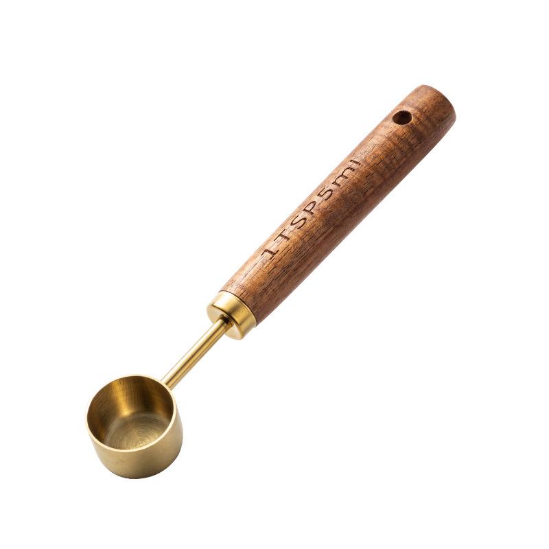 Набор из 8 предметов из нержавеющей стали и грецкого ореха: мерные ложки и чашки для выпечки и кофе