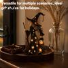 Decorative Night Light Halloween Witch Lamp Up Figurine with Broom And Lantern Gothic Resin Table Decor Spooky for Tabletop Indoor Home Vintage
