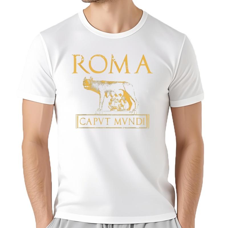 Roma Caput Mundi Antigua Roma Historia Romana Hombres Camiseta De Manga Corta Casual AlgodóN Cuello Redondo Verano Cam