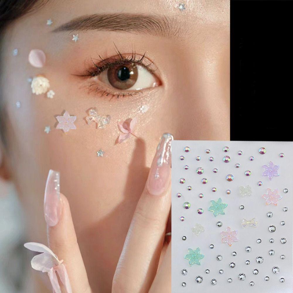 Самоклеящиеся наклейки из смолы наклеиваются на лицо, кристаллические наклейки для волос, макияжа лица