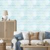 White and turquoise waves wallpaper for living room and bedroom 50x1000
