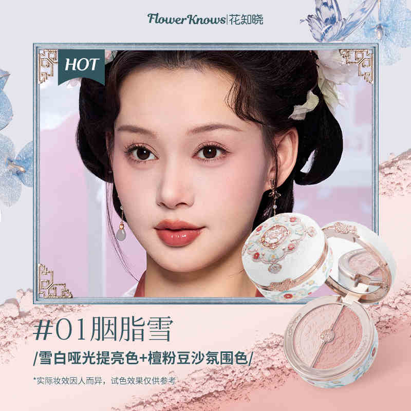 Серия Flower Knows All Swan Ballet Бархатные тисненые румяна Матовая пудра-румяна Палетка Подарочный набор для женщин