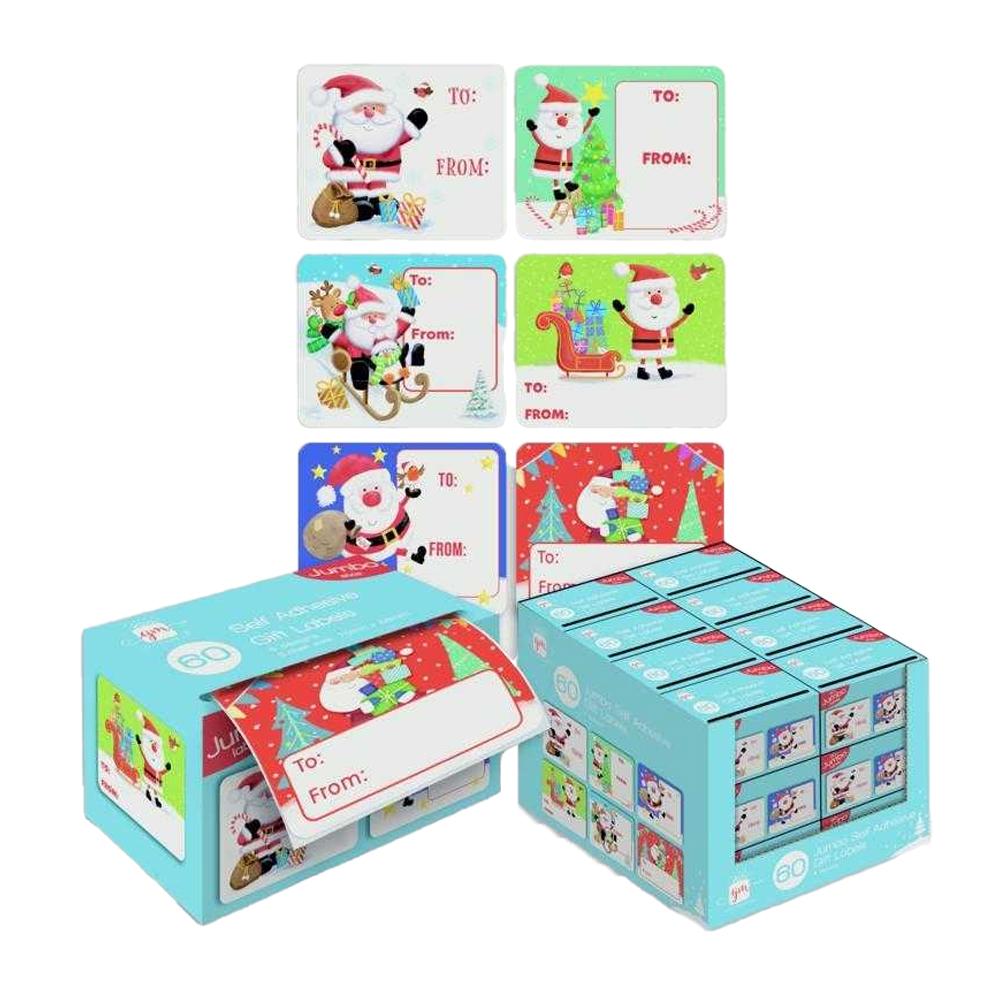 Giftmaker Jumbo Santa Claus Christmas Labels (Pack of 60)