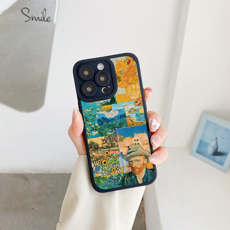 Винтажный чехол для телефона Ван Гог для iPhone 8 7 Plus SE2 13 12 11 14 Pro Max Иллюстрация-пазл Задняя крышка телефона для iPhone X XS XR