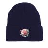 Lifelike Flower Warm Knitted Cap Beanie, Skull Cap Elastic Cozy Hip Hop Pompom Beanies Knitted Hat Beanie