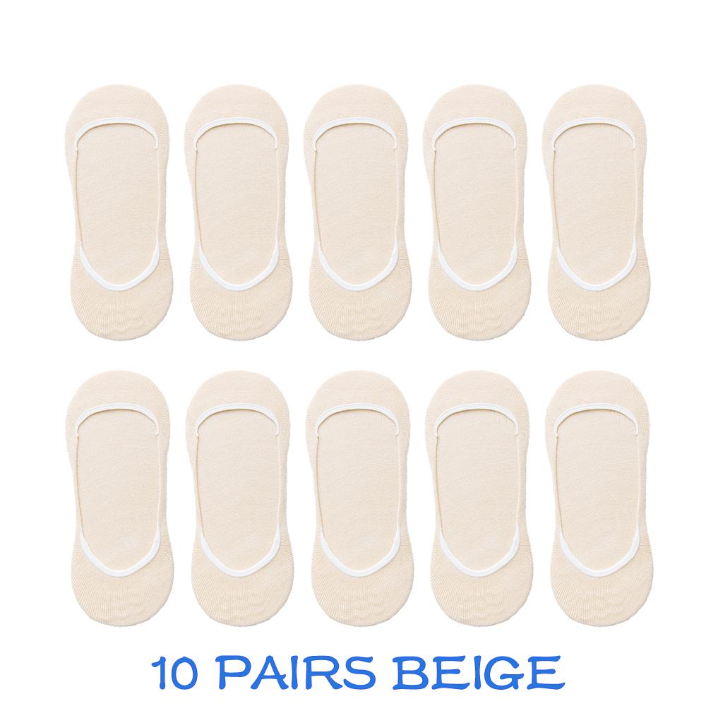 10 Pairs Women Invisible Sock Slippers Short Ankle Socks Set Fashion Ladies Woman Pack Solid Color Cotton Non-slip No Show Socks