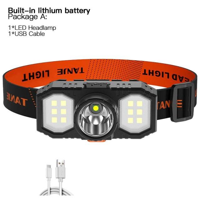 Светодиодный налобный фонарь, 3 режима, USB перезаряжаемый налобный фонарик, 18650, аккумулятор, светодиодный прожектор, водонепроницаемая лампа для ночной рыбалки