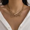 Geometric Spring Buckle Copper Clavicle Necklace - Simple Flat Snake Chain for Women