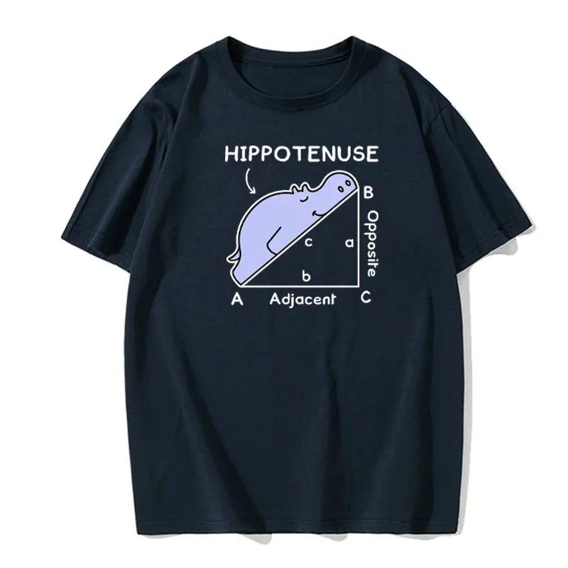 Hippo Sleeping On Math Problem Print Man Tshirts Summer Tshirt Breathable O-Neck Short Sleeve Harajuku Loose Tshirt Cotton Tops