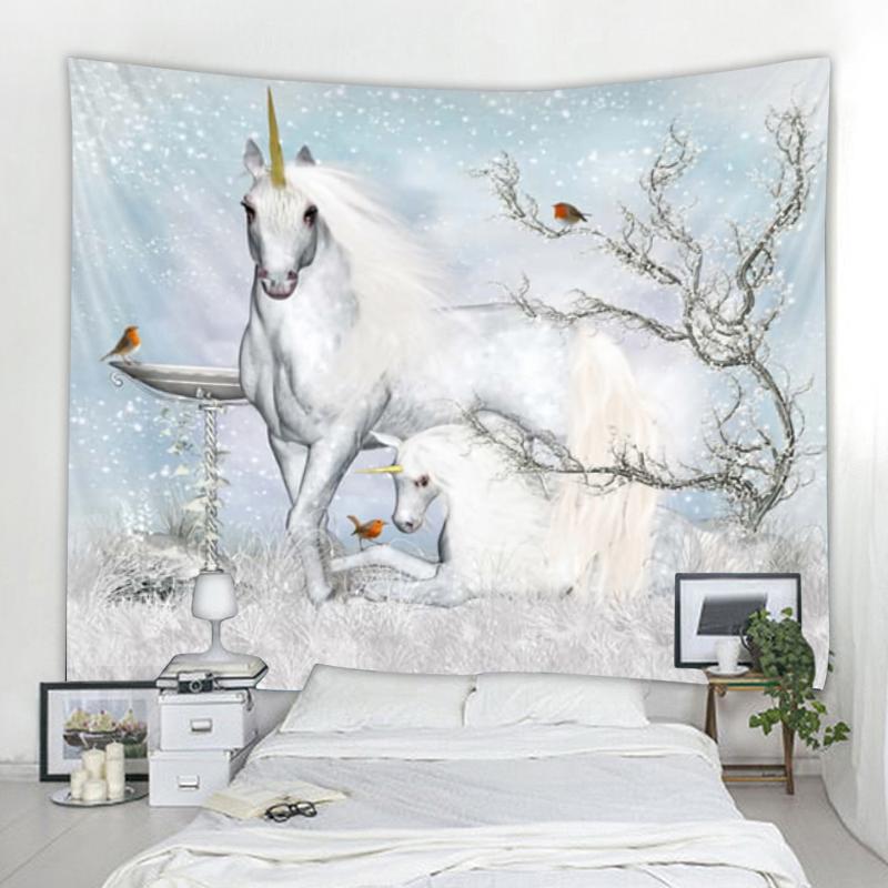 Настенный гобелен в стиле бохо для дома, спальни, гостиной, настенный гобелен в стиле фэнтези, декоративный настенный гобелен с единорогом