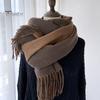 Winter Scarf Double-Sided Solid Color Unisex Scarf with Tassel Soft Comfortable Warm Scarf for Cold Weather
