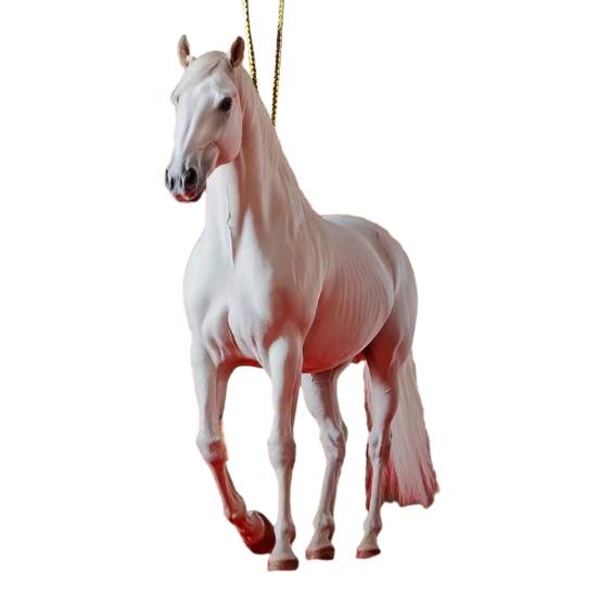 Sparkling Horse Ornament 2D Acrylic Hanging Decor Realistic Christmas Tree Horse Charm Elegant Equestrian Gift for Holiday Tree