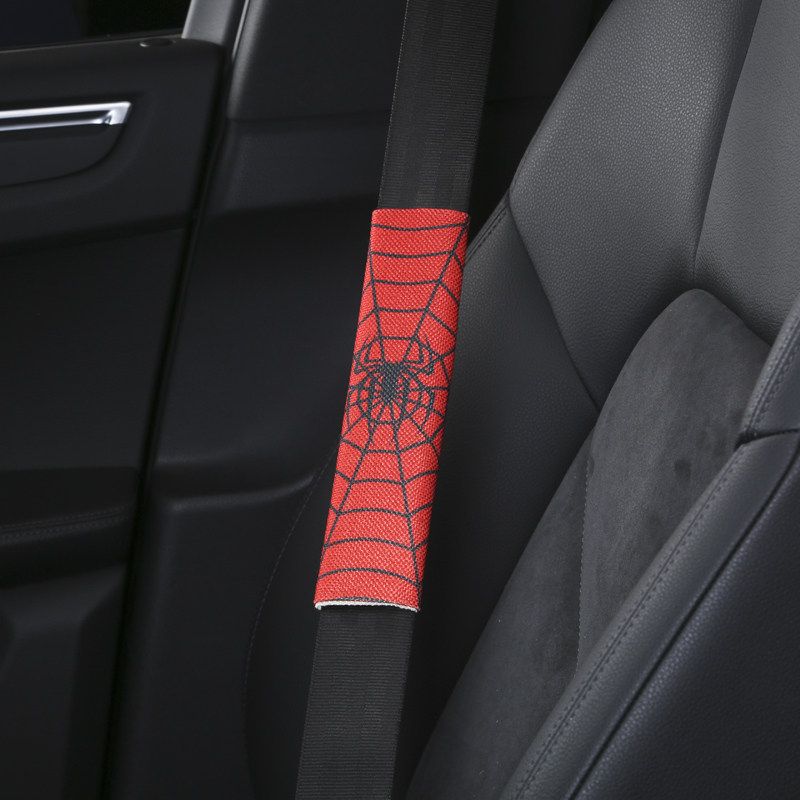 Creative All Year Round Car Safety Belt Shoulder Pad Cover Cute Universal Linen Safety Safety Belt Plaid Sheath Decorations