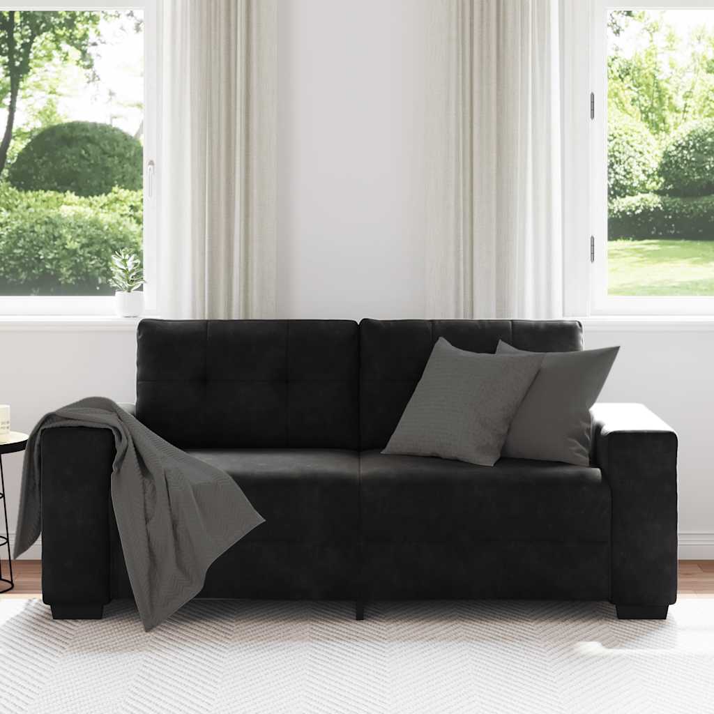 Two Seater Sofa Black 180x77x82 cm Velvet