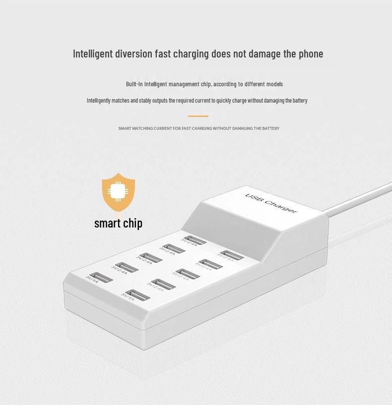 10-портовая USB-удлинитель: Многопортовое умное быстрое зарядное устройство 5 В 2 А Универсальное зарядное устройство для телефона