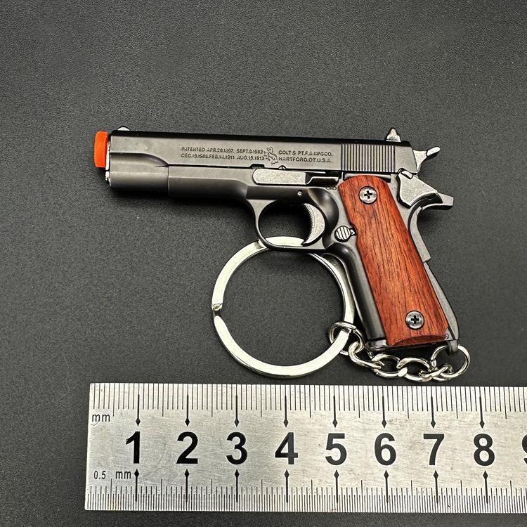1:3 цельнометаллических брелока 1911 года с выбрасывателем гильз, рукоятка из цельного дерева, игрушечный коллекционный пистолет, брелок для подарка