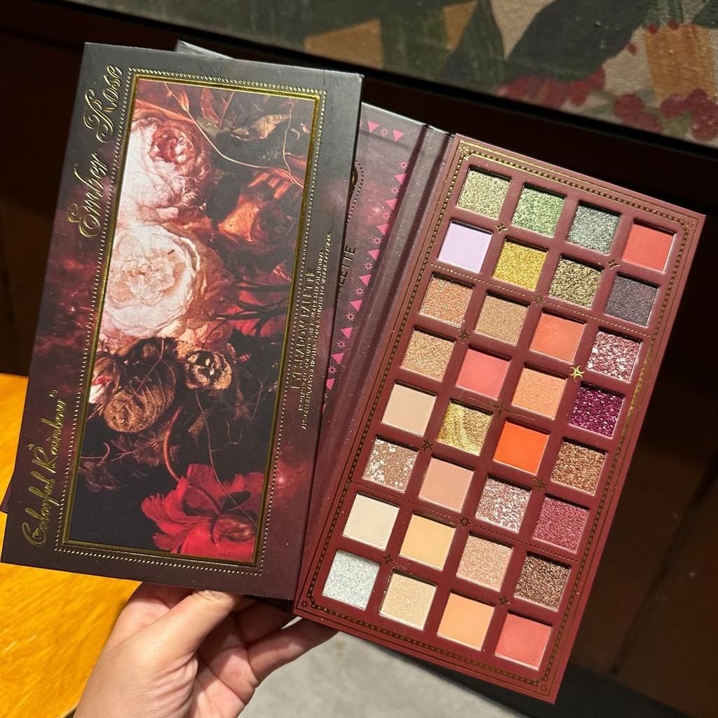 Ретро Роза Картина Маслом Стиль 32-цветная Палитра Теней Для Век Перламутровый Матовый Водонепроницаемый  