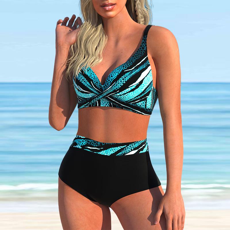 Женский купальник с бретелями, черный бикини с блестящим принтом в горошек, купальник-танкини