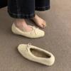 Модная обувь Женские балетки Низкий каблук Повседневные женские кроссовки Слипоны Лоферы Мех Круглый носок С мелким вырезом Осеннее платье Лодочки Слипоны Зима