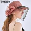 Women Mesh Patchwork Elegant Large Brim Foldable Sun Hats Solid Color Casual Versatile Summer Sunscreen Beach Hats