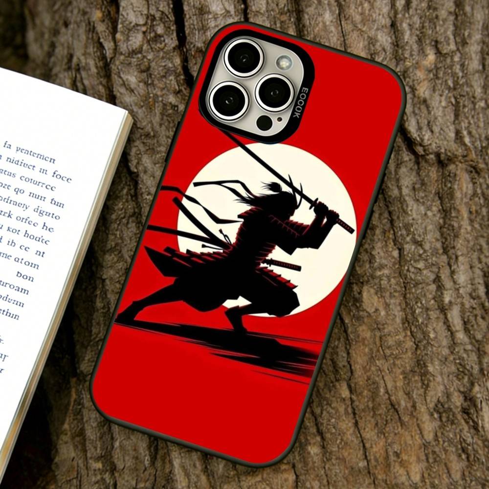 Japanese Bushido Samurai Phone Case For iPhone 17,16,15,14,13,12,11 Plus,Pro Max,XS,Colorful Silver Phone case Funda Cover